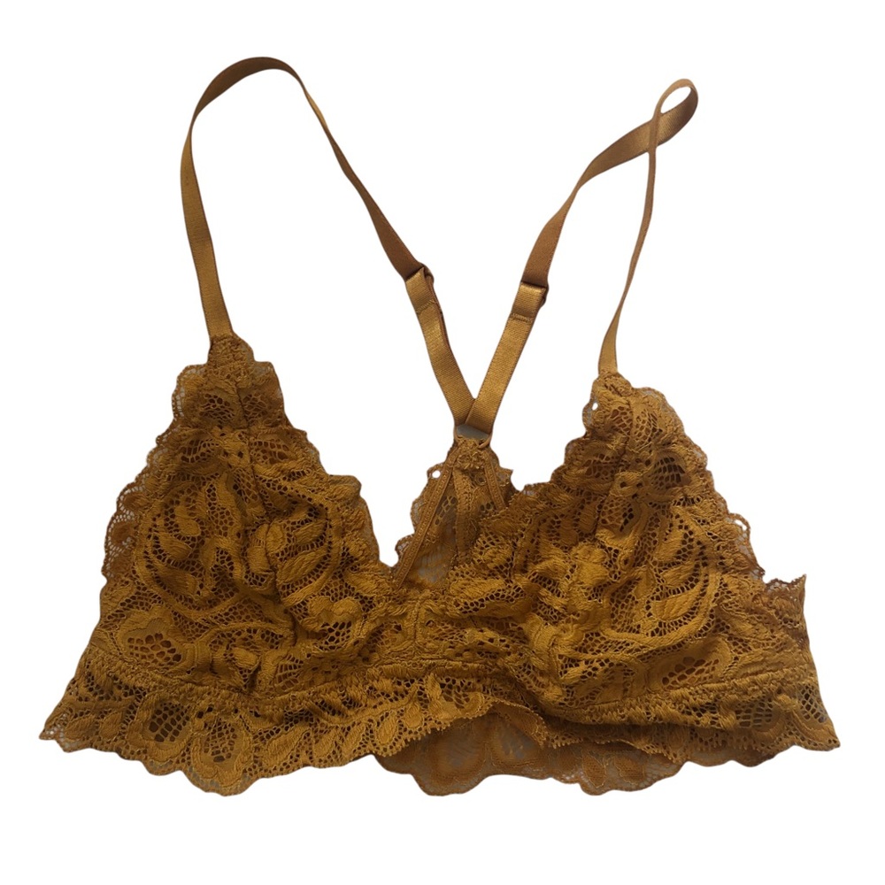 Free People Mustard Yellow Lace Bralette Sz S